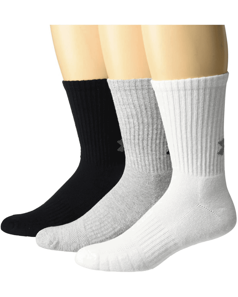 Under Armour Training Cotton Crew Socks - 3-Pack 1352669 - Steel Full Heather/Assorted, XL