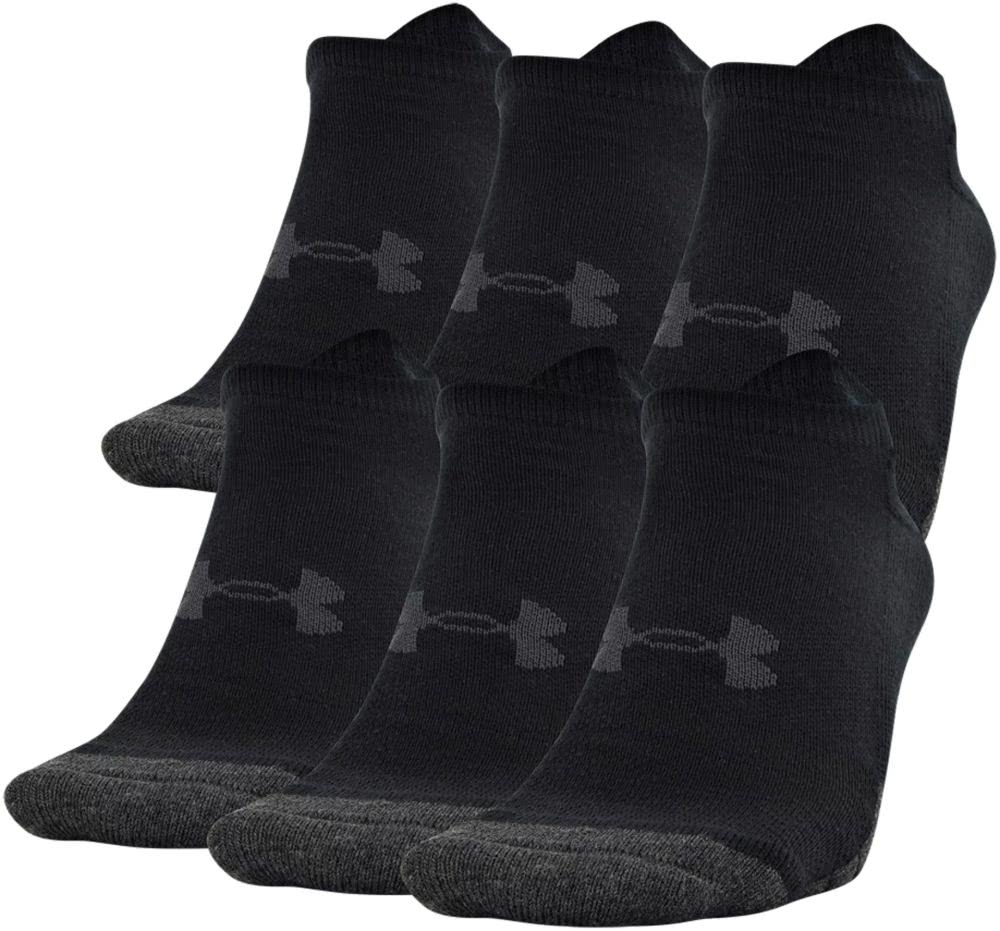 Under Armour Unisex UA Performance Tech No Show Socks 6-Pack - Black, S