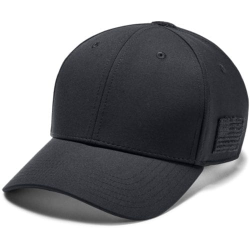 Under Armour Tactical Friend or Foe 2.0 Cap in black with tonal logo and low crown fit, featuring stretch comfort and moisture-wicking HeatGear technology