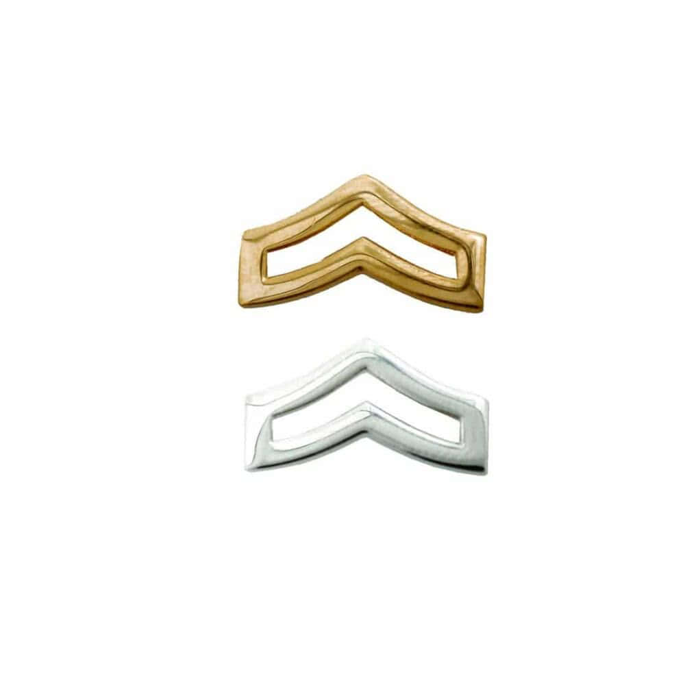 Corporal Chevron Rank Pin - Small or Large (Pair) - Insignia