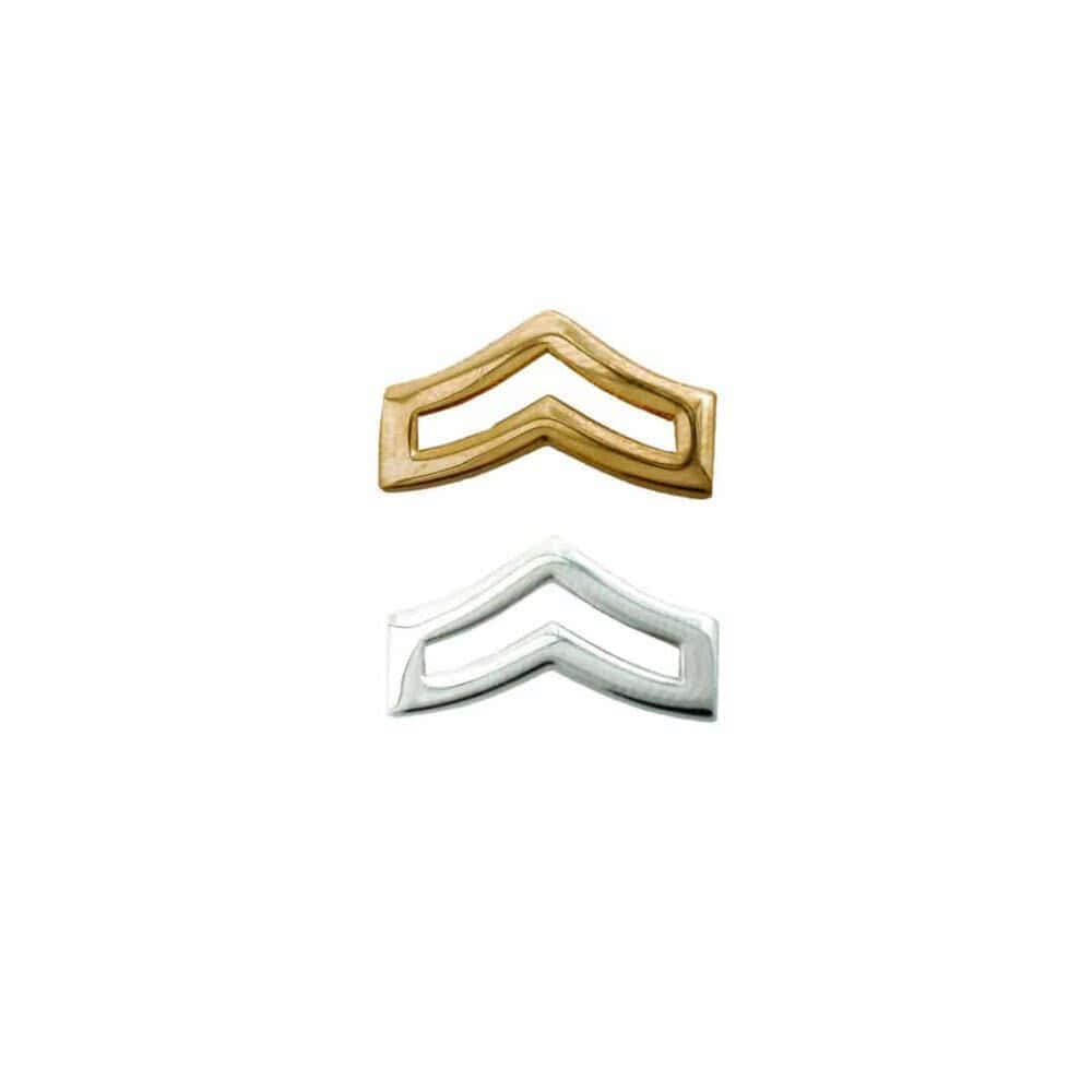 Corporal Chevron Rank Pin - Small or Large (Pair) - Insignia