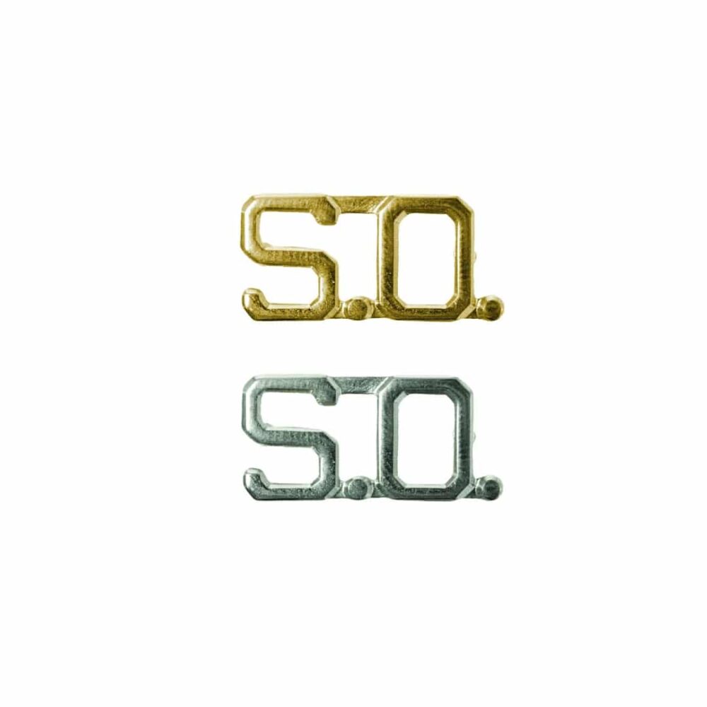 SO Pin Security Officer Collar Pin in Gold or Silver - Pair - Rank Insignia