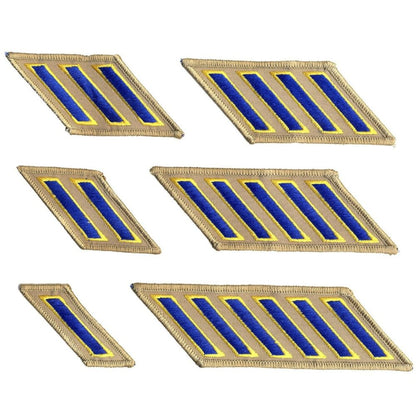 CHP Rank Hash Marks - Blue on Tan with Gold Line - Hash/Service Stripes