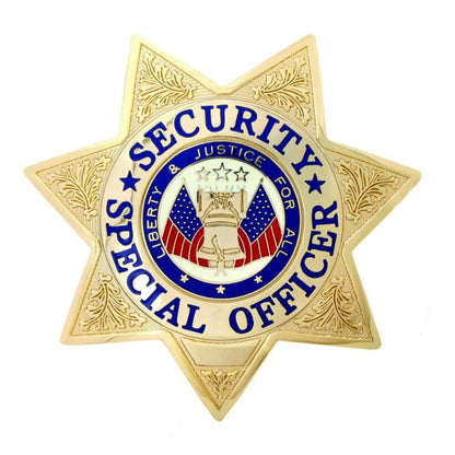 Security Officer 7-Point Star Gold Badge - Stock Uniform Badges