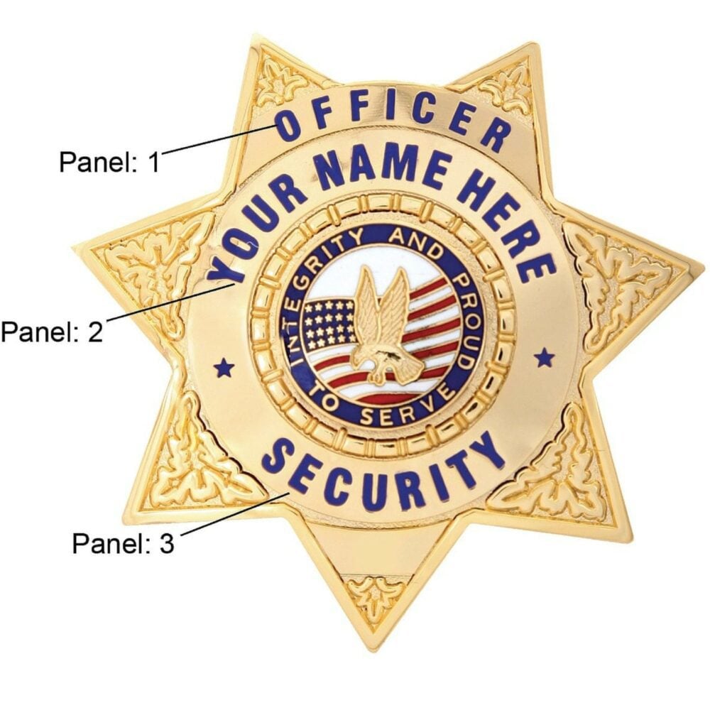 WCPB07 Custom 7 Point Star Badge in Gold - Custom Badges