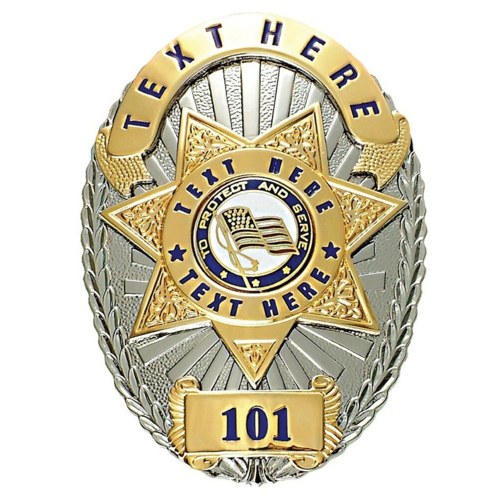 WCPB03 Two-Tone Custom Oval Shield Badge - Custom Badges