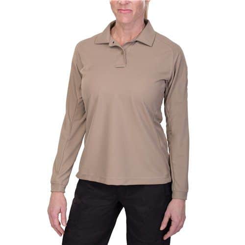 Vertx Coldblack Women's Long Sleeve Polo - Tan, L