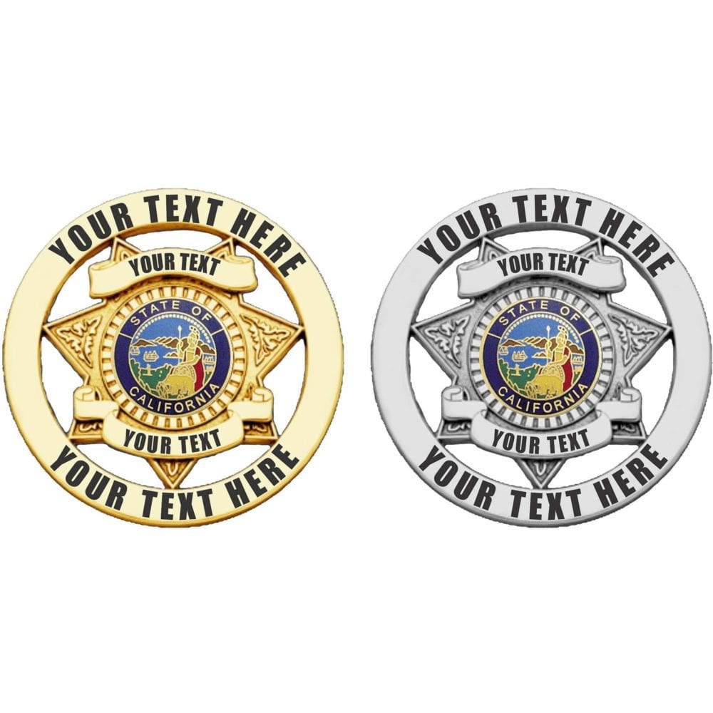 PB49-PB50 Custom Full Size Badges in Gold or Silver - Custom Badges