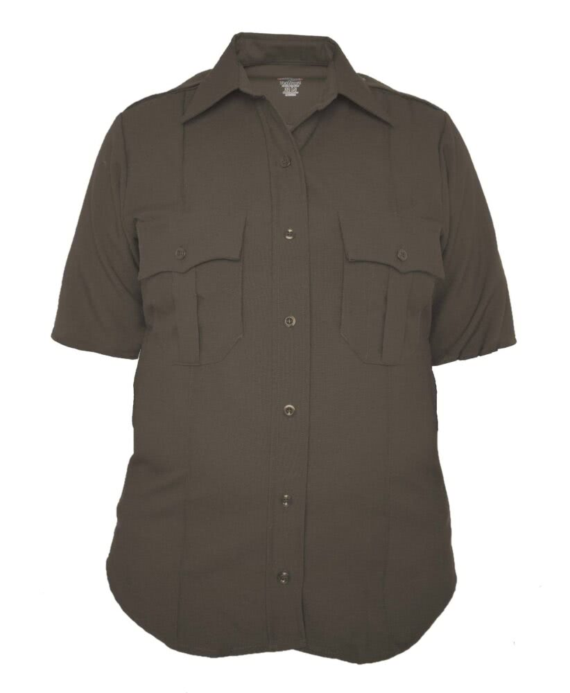 Elbeco Women's TexTrop2 Short Sleeve Shirt with Zipper - Brown, 28