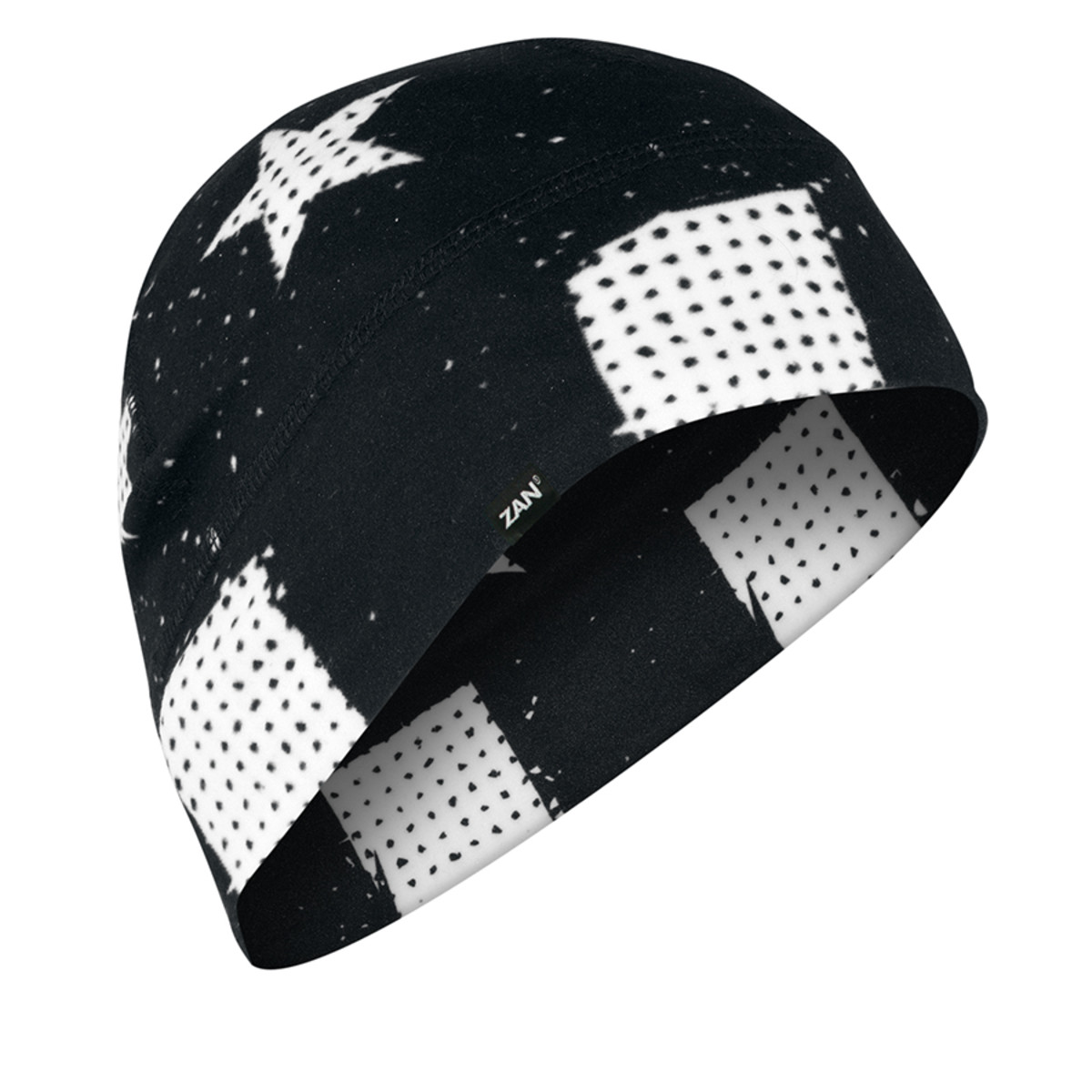 Zan Headgear Helmet Liner/Beanie SportFlex® - Black and White Flag