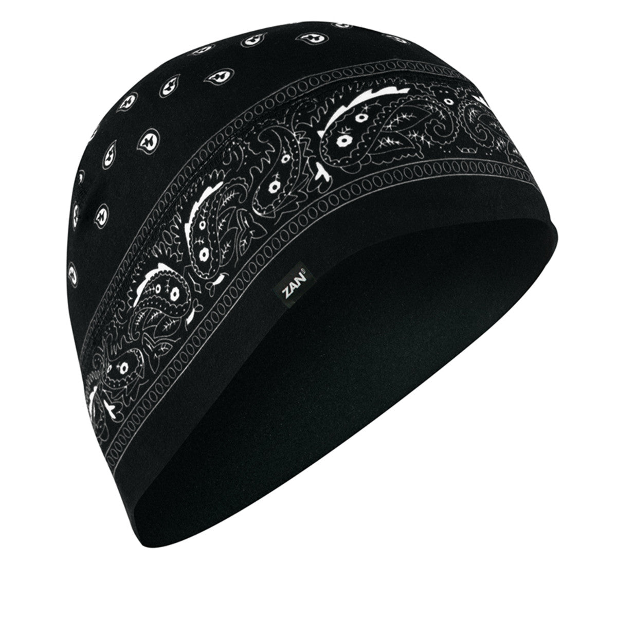 Zan Headgear SportFlex® Helmet Liner/Beanie Skull Cap - Black Paisley, SportFlex