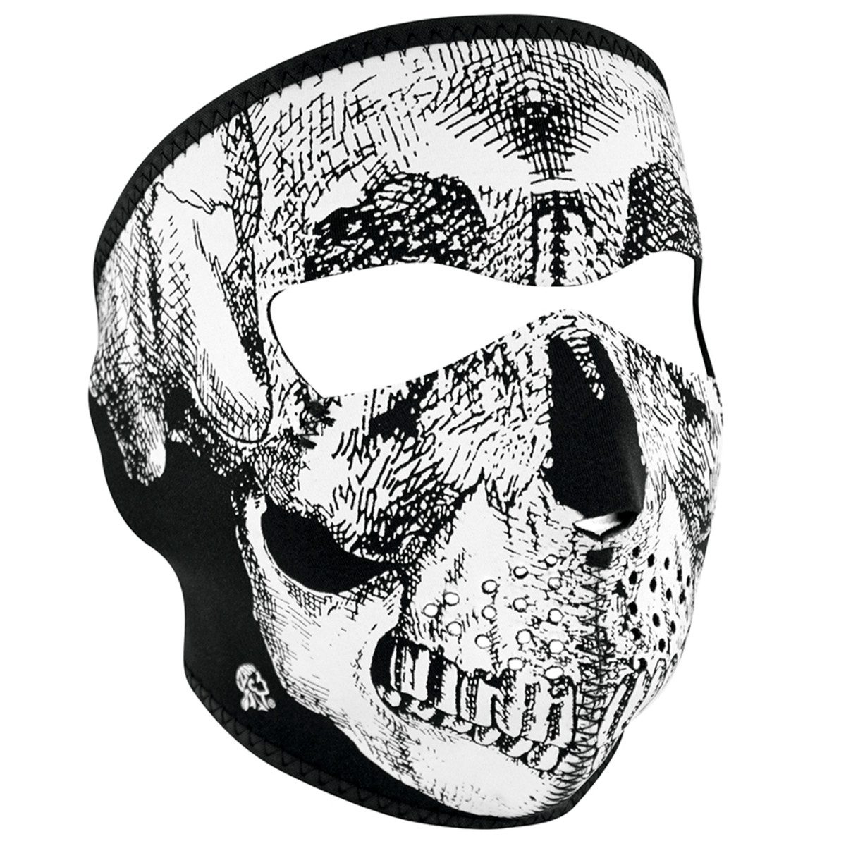 Zan Headgear Neoprene Full Face Mask - Black & White Skull Face
