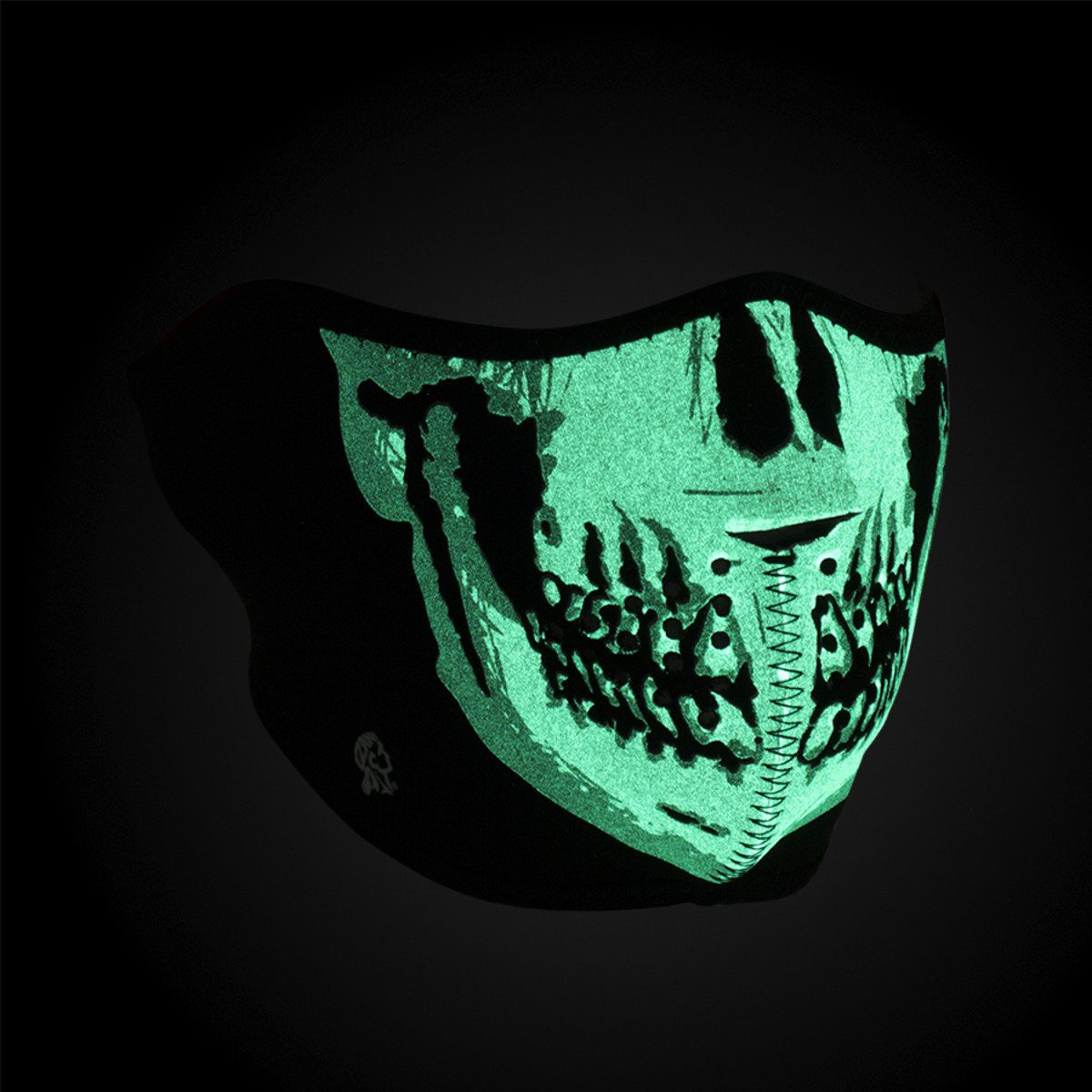 Zan Headgear Neoprene Half-Face Mask - Skull Face Glow in the Dark