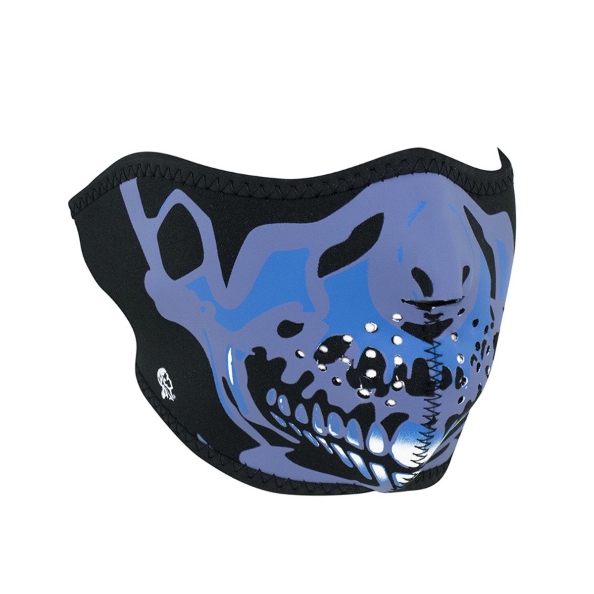Zan Headgear Neoprene Half-Face Mask - Blue Chrome Skull