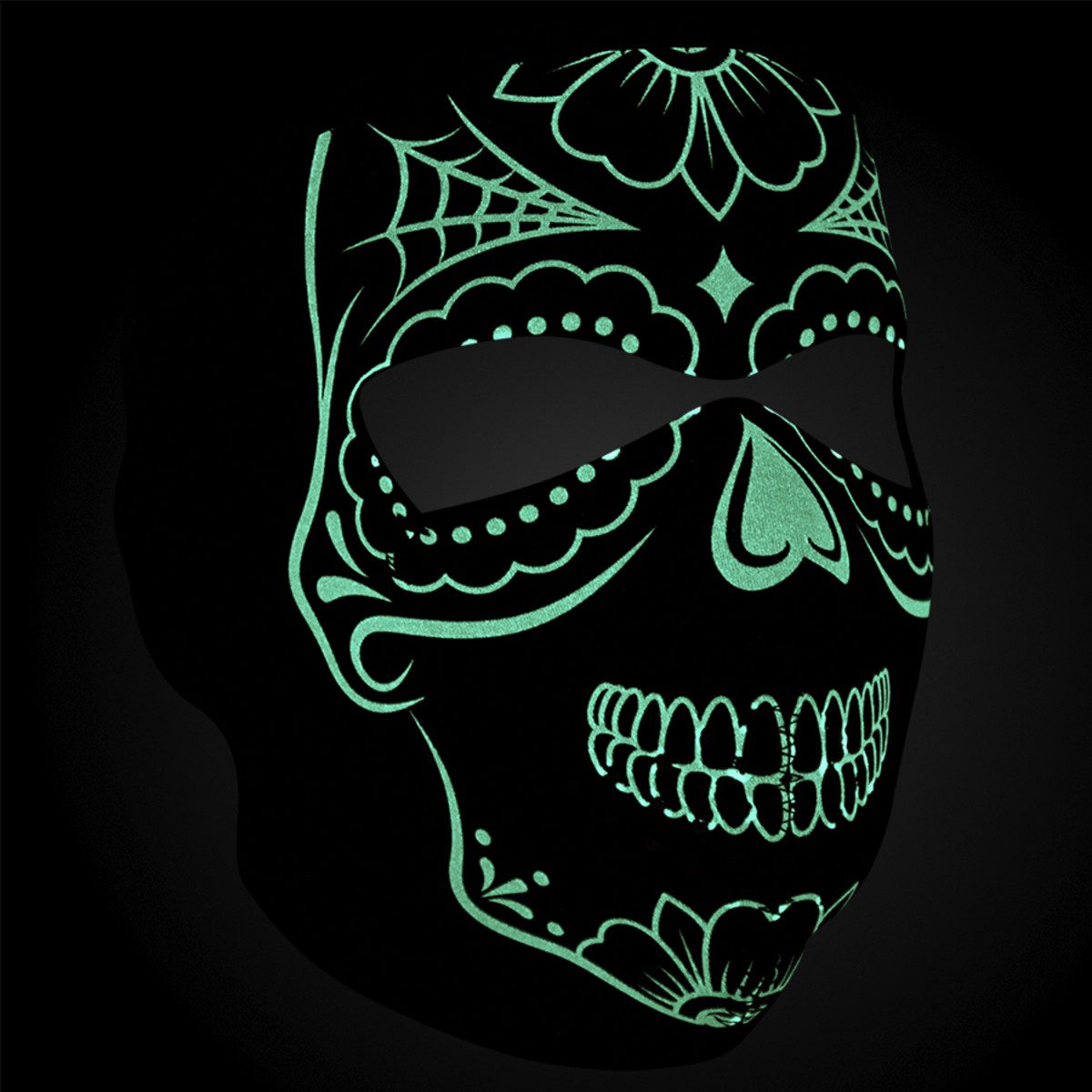 Zan Headgear Neoprene Full Face Mask - Calavera Glow in the Dark