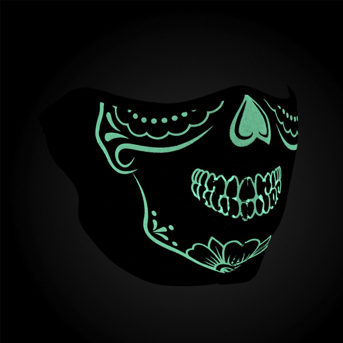 Zan Headgear Neoprene Half-Face Mask - Calavera Glow in the Dark