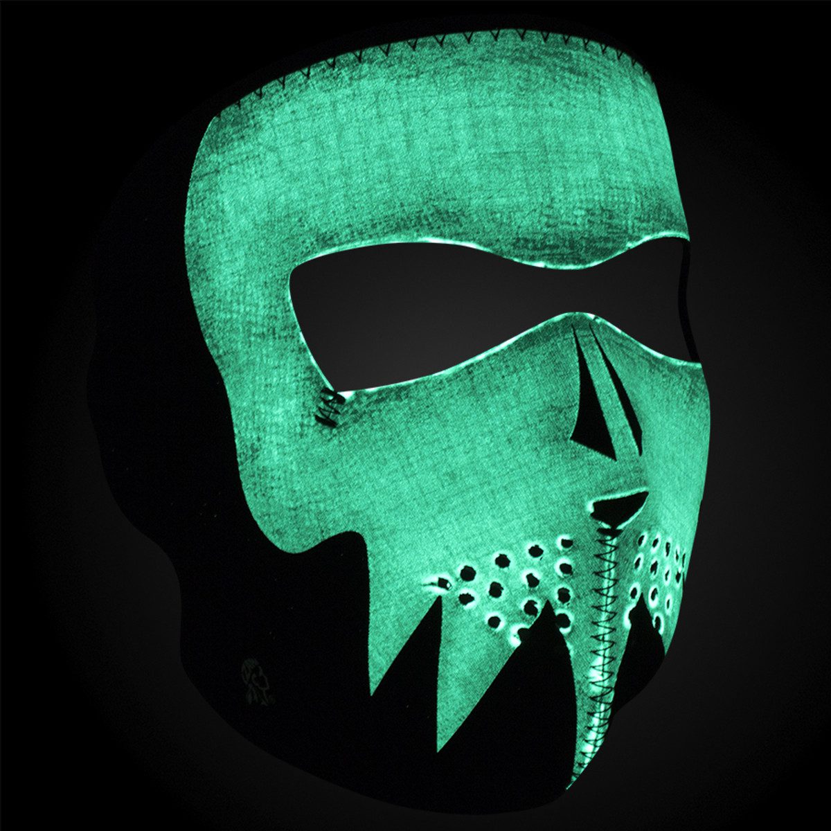 Zan Headgear Neoprene Full Face Mask - Gray Skull Glow in the Dark