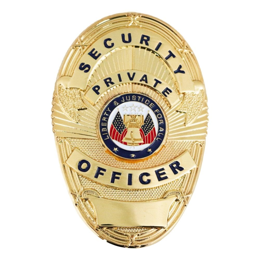 First Class Security Private Officer Gold Shield Badge - Badges &amp; Accessories