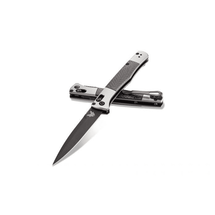 Benchmade 4170BK Auto Fact AXIS automatic folding knife closed, showing black DLC blade and deep-carry clip
