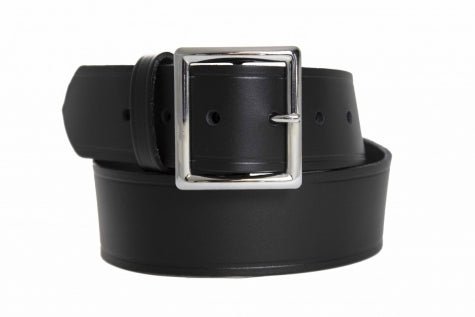 Boston Leather 6605 garrison duty belt 1.75 inch, dual snap center bar buckle attachment close-up detail