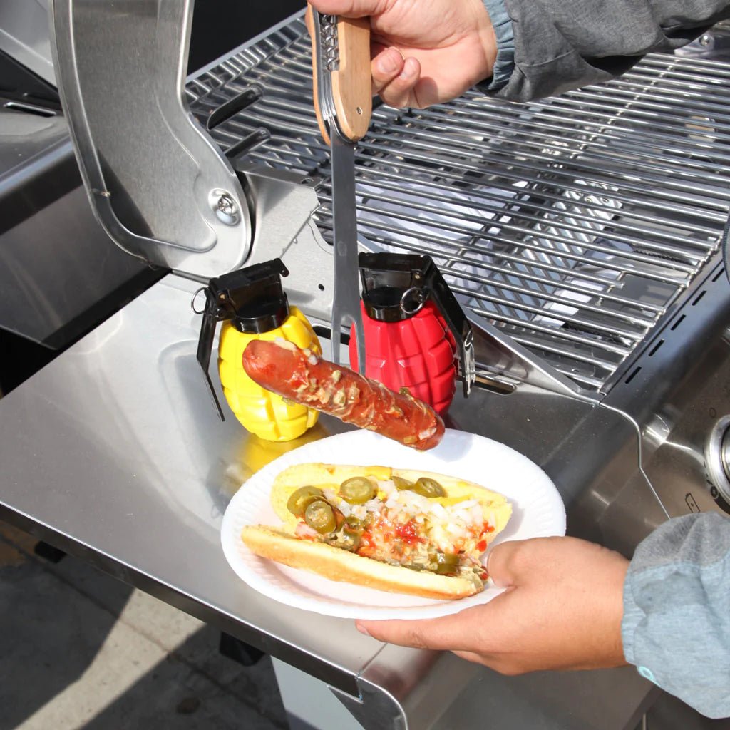Caliber Gourmet Combat Condiments: Grenade-style Ketchup and Mustard Dispensers - Camping