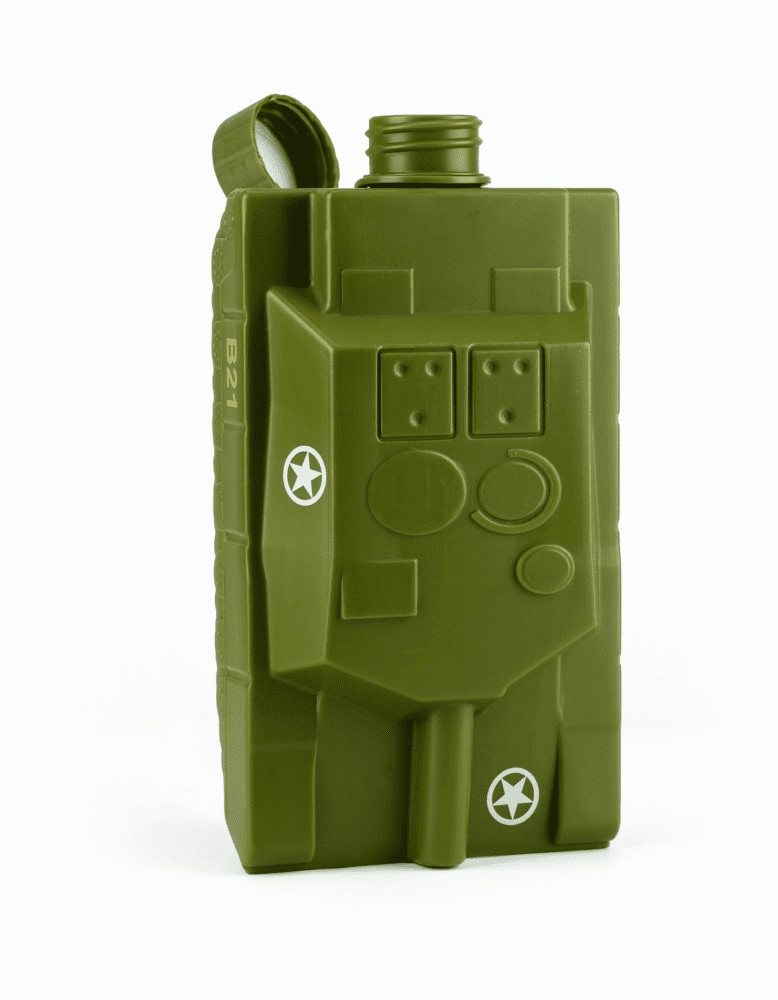 Caliber Gourmet CBG-SG-TFLASK 16 oz olive green BPA-free tank-shaped flask, front product view