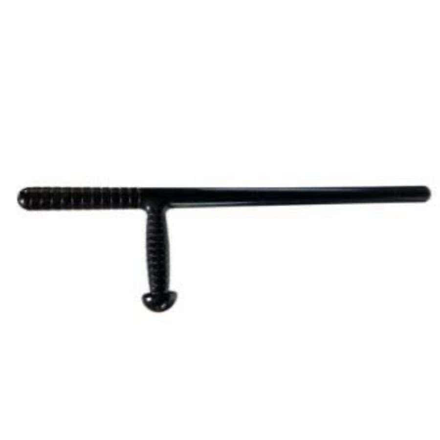 Damascus DRB24T PR-24 side handle baton in matte black, angled upright view showing side handle