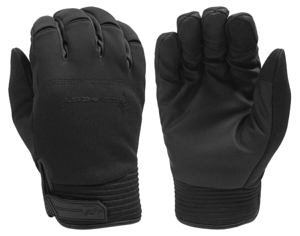Damascus Tempest DZ18 all-weather gloves in black, palm and back view