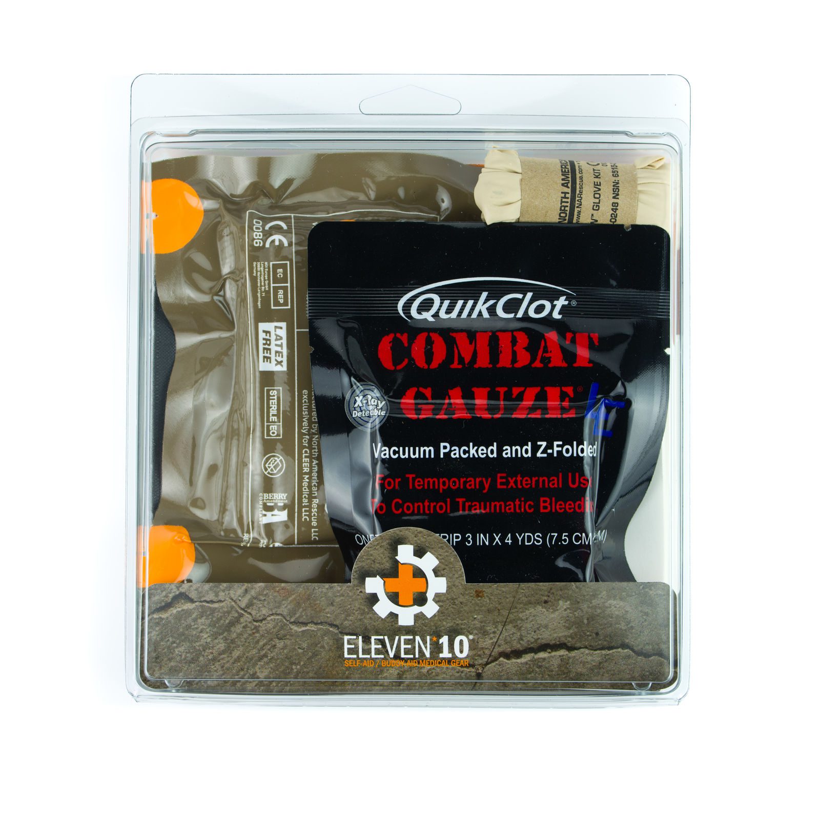 Eleven 10 ETAK Kit Contents - Phokus Frog Gauze or QC Combat Gauze LE Kit - QuickClot Combat Gauze