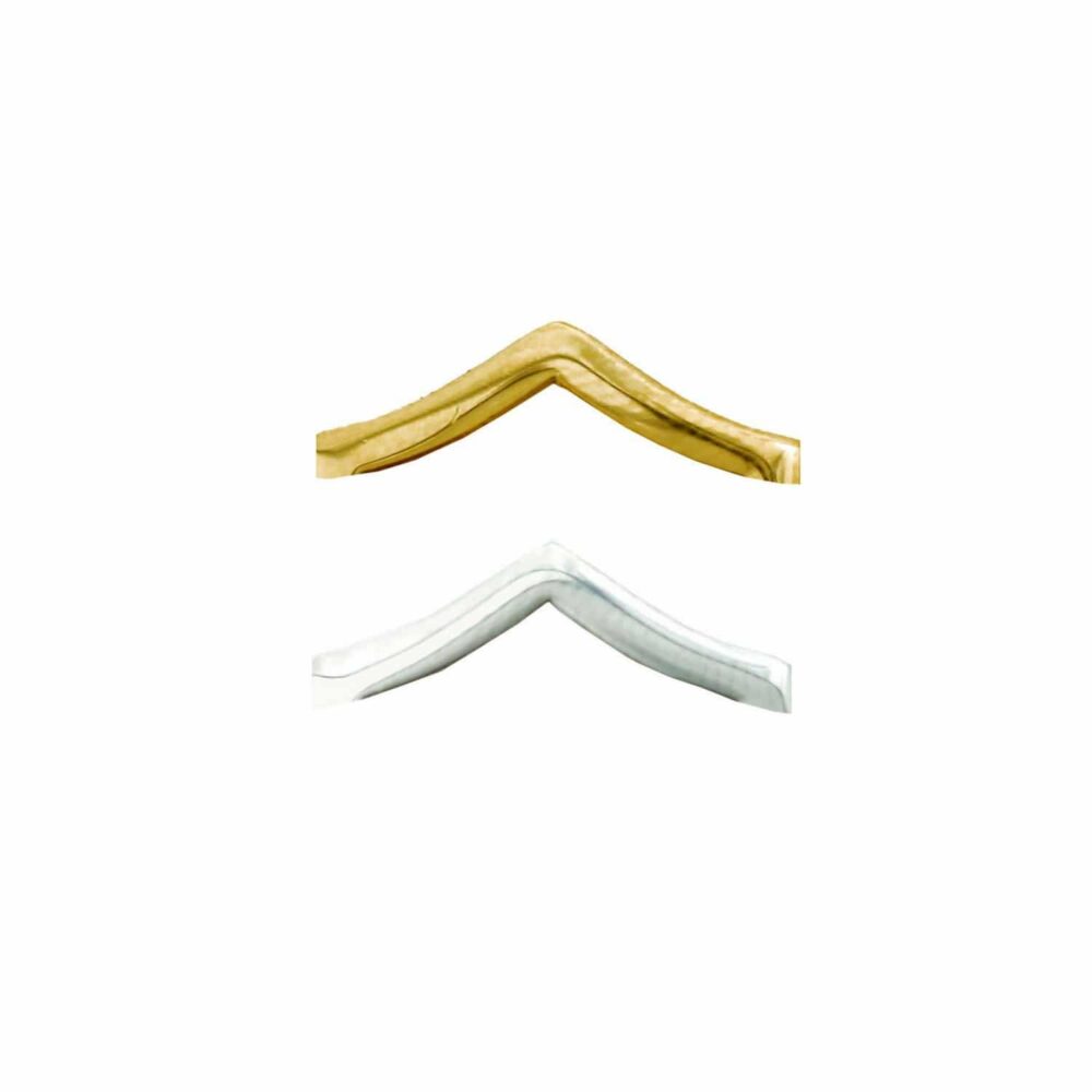 First Class Uniforms Private Stripe Rank Collar Pins silver nickel-plated pair, IN31, side view showing chevron bar profile