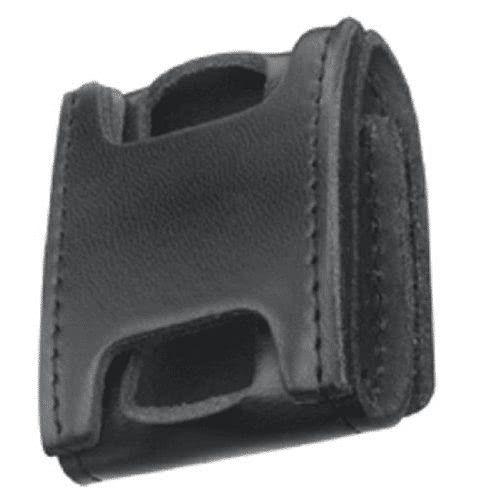 Angled view of the Gould & Goodrich B614 leather keeper showing its slim formed profile