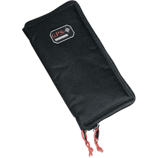 G Outdoors GPS-1265PS pistol sleeve large in black nylon, front view with locking barrel zipper
