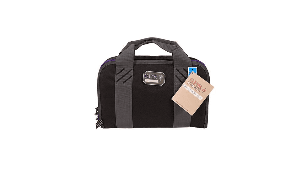 GPS Double Pistol Case with Mag Storage & Dump Cup GPS-1308PC - Purple