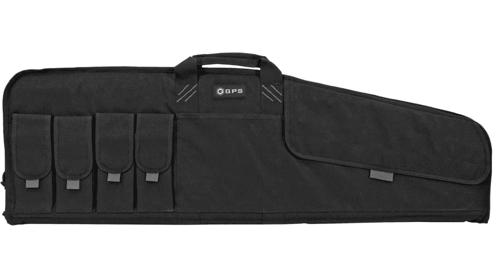 GPS Outdoors SRC42 42-inch single rifle case in black, soft padded gun bag side view with handles