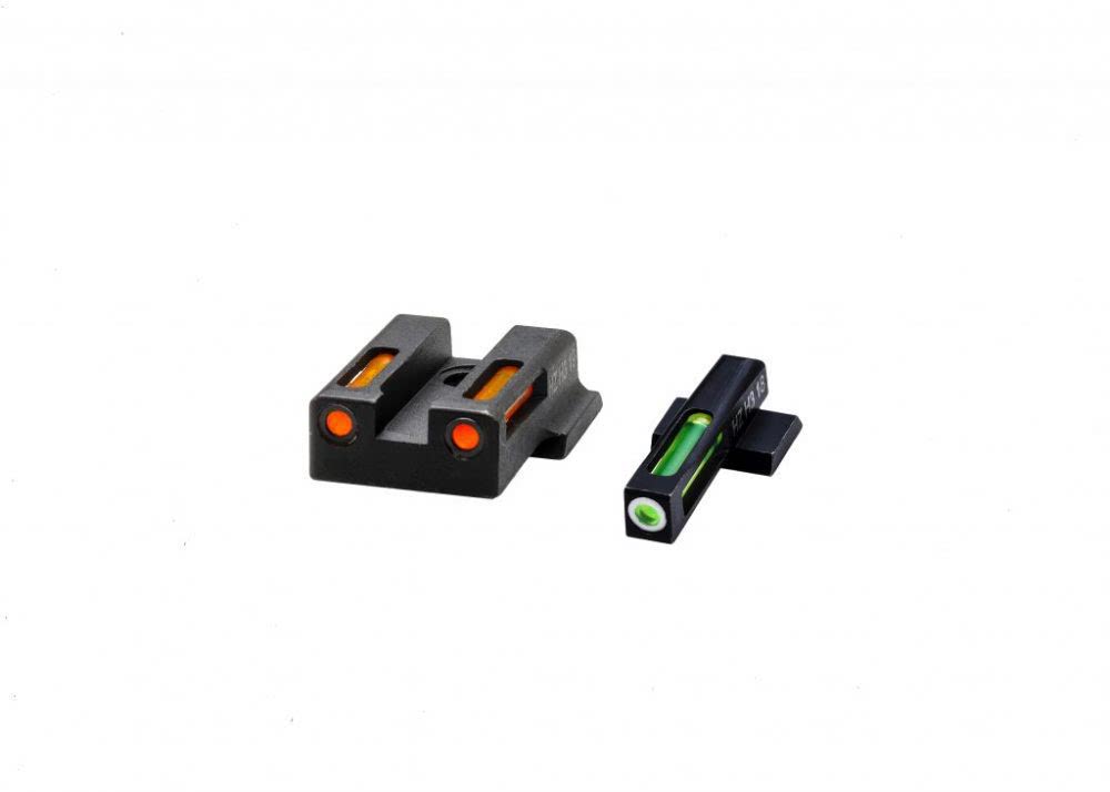 HIVIZ Shooting Systems LiteWave H3 Tritium/Litepipe Sight Set for S&amp;W 9EZ Shield – White-Green Front/Green Rear -