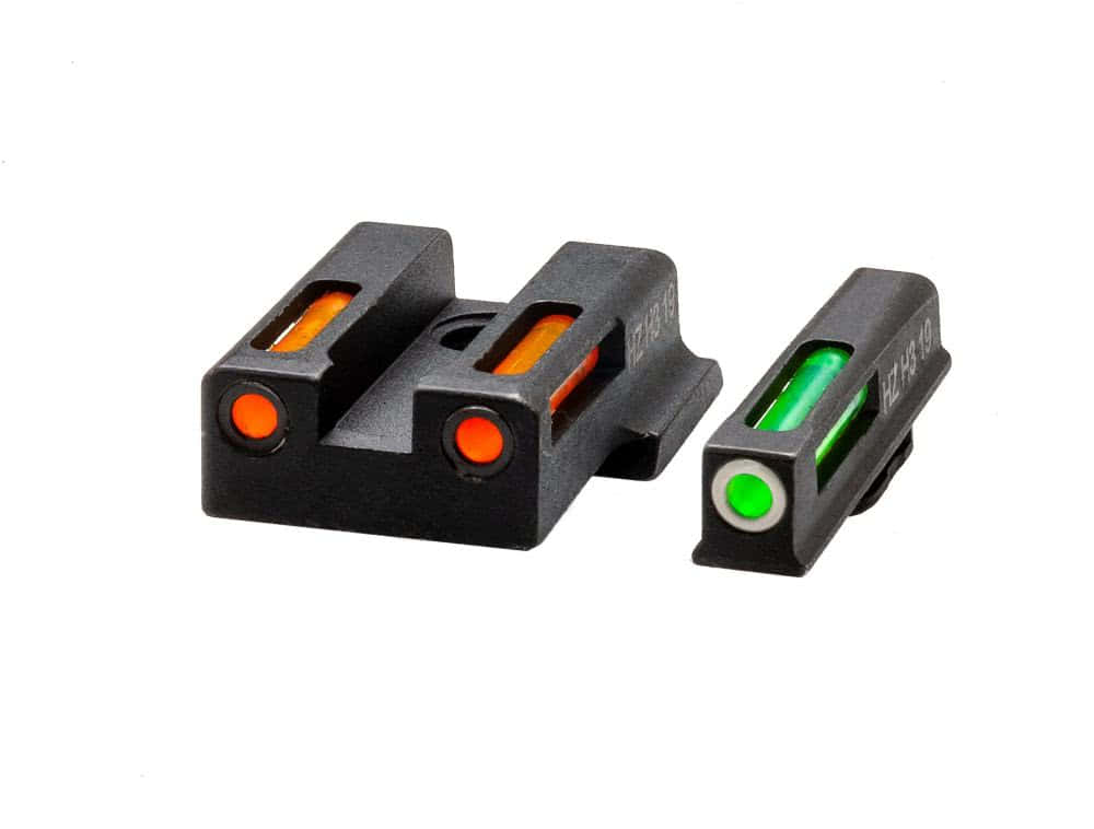 HIVIZ Shooting Systems LiteWave H3 Tritium/Litepipe Sight Set for S&amp;W EZ380 – White-Green Front/Orange Rear -