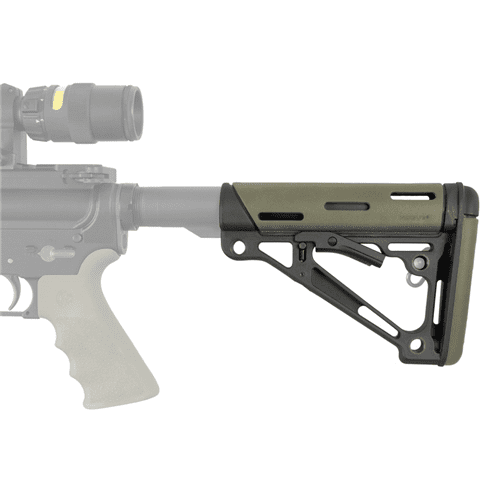 Hogue AR-15/M-16 Overmolded Collapsible Buttstock - OD Green, Commercial Buffer Tube