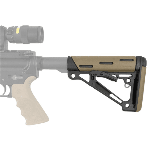 Hogue AR-15/M-16 Overmolded Collapsible Buttstock - Flat Dark Earth, Commercial Buffer Tube