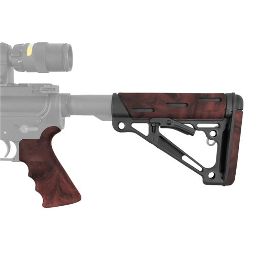 Hogue AR-15/M-16 Overmolded Collapsible Buttstock Kit - Red Lava, Commercial Buffer Tube