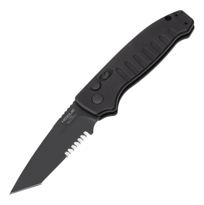 Hogue Ballista I automatic knife 64120 in black, tanto blade with matte aluminum frame