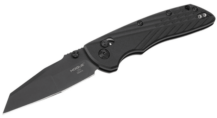 Hogue Deka 24366 ABLE lock folder, black crosshatch polymer handle with dual thumb studs