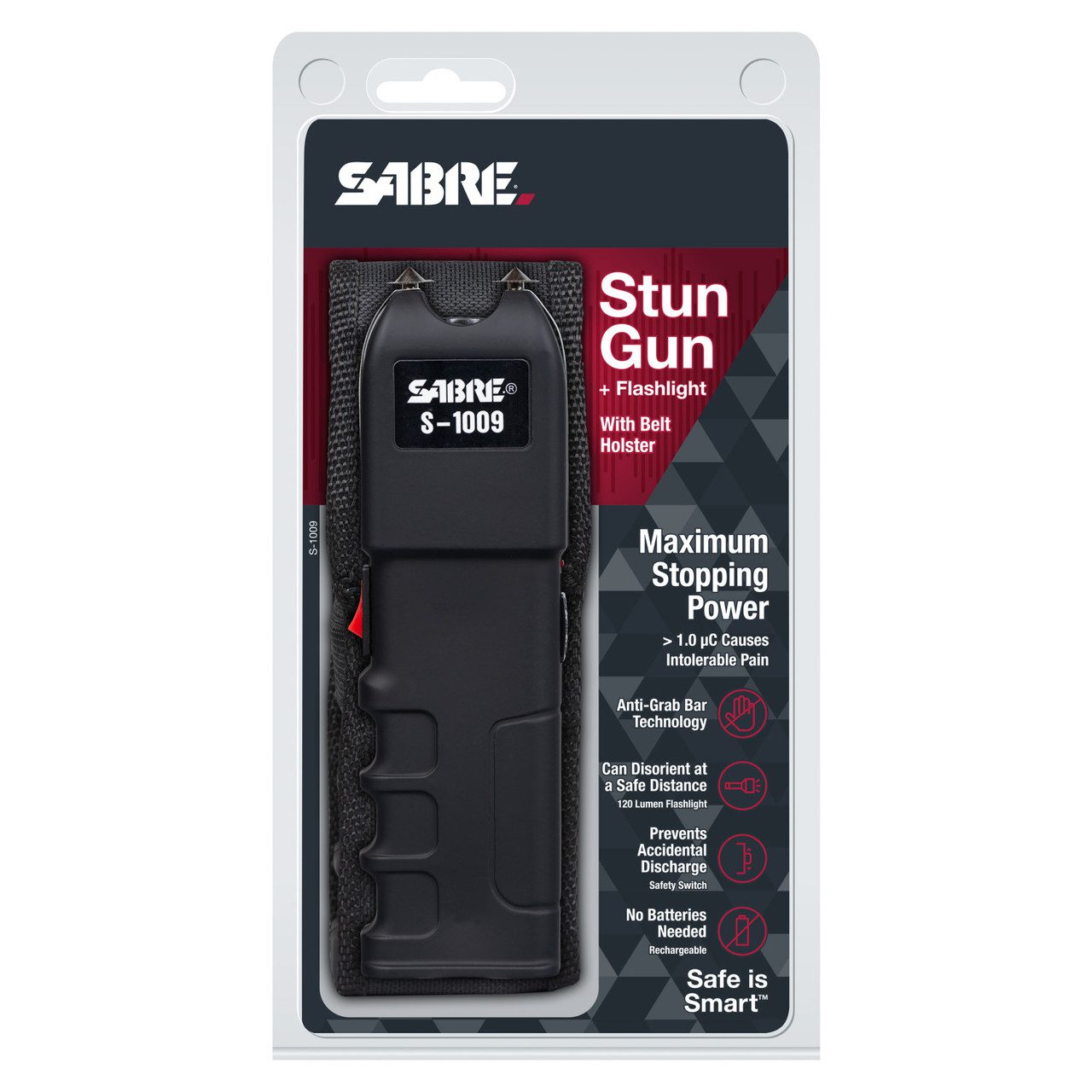 Sabre Tactical Stun Gun with LED Flashlight & Anti-Grab Technology S-1009 - Other Stun Guns