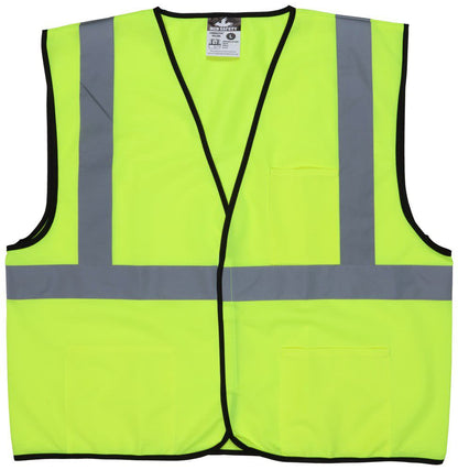 MCR Safety Class 2 Solid Lime Safety Vest - Traffic Vests