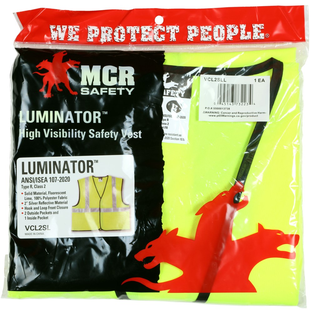 MCR Safety Class 2 Solid Lime Safety Vest - Traffic Vests