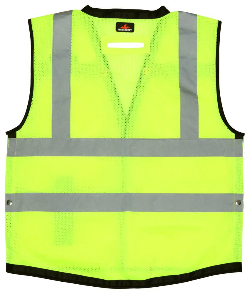 MCR Safety Class 2 Lime Premium Surveyor Safety Vest - Size XL - Tactical Vests