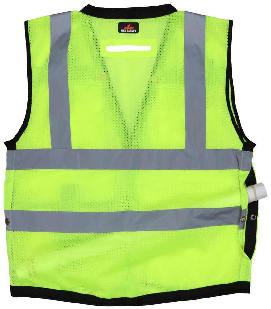MCR Safety Class 2 Lime Premium Surveyor Safety Vest - Size XL - Tactical Vests