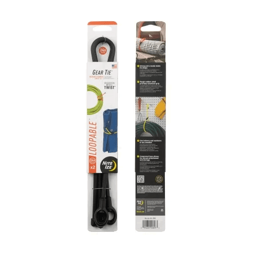 Nite-Ize Gear Tie Loopable Twist Tie - 2 Pack - Black, 24"