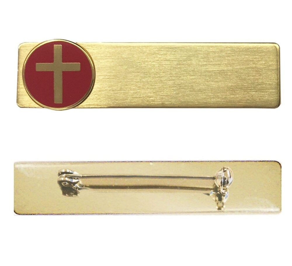 Personalized Engraved Name Badge with Cross Logo - Nameplates