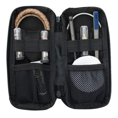 Otis Technology Defender Series FG-901 cleaning kit for 40 caliber pistols, kit contents shown