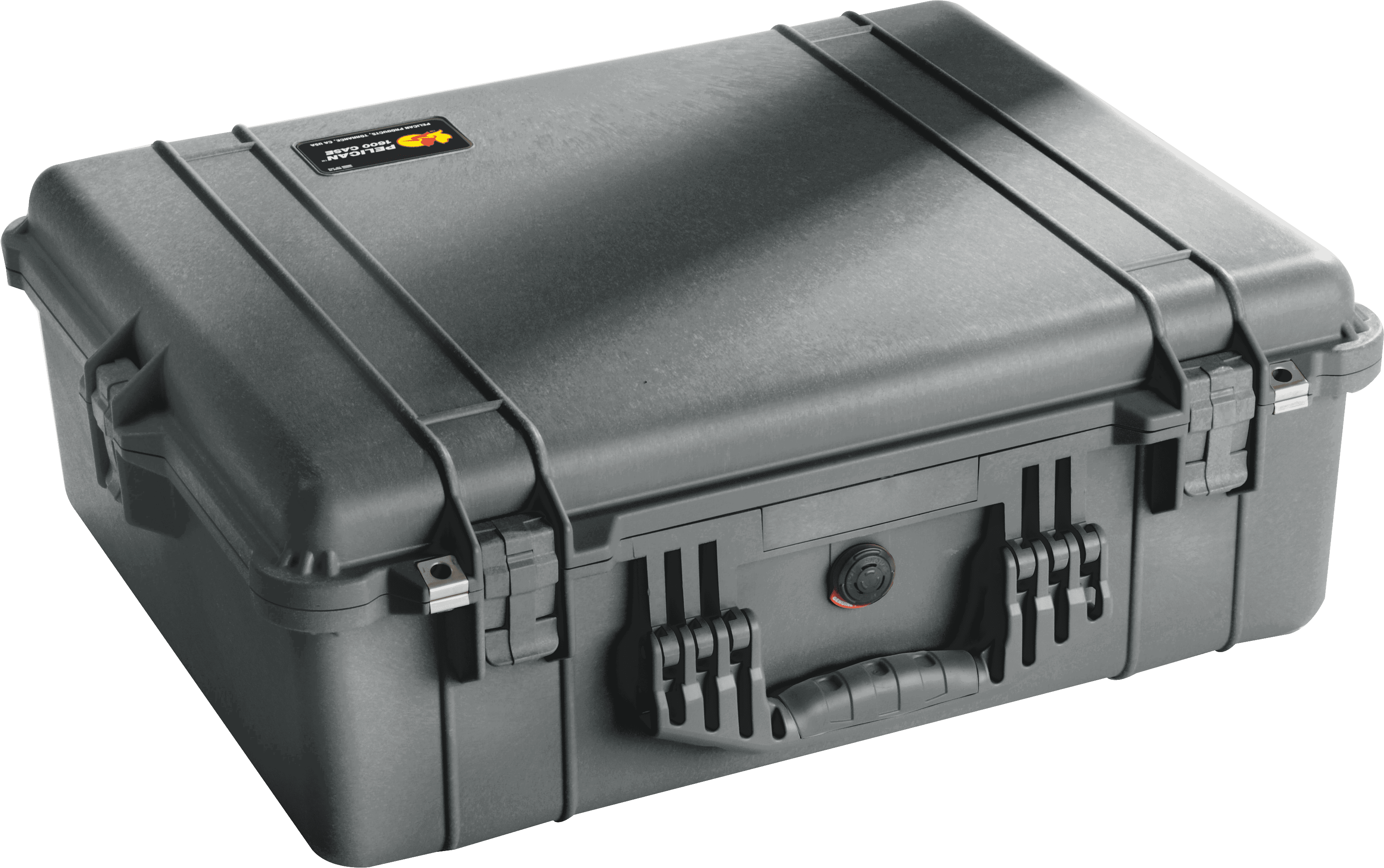 Pelican 1600 Protector Case polypropylene hard case open view showing foam insert and watertight O-ring seal